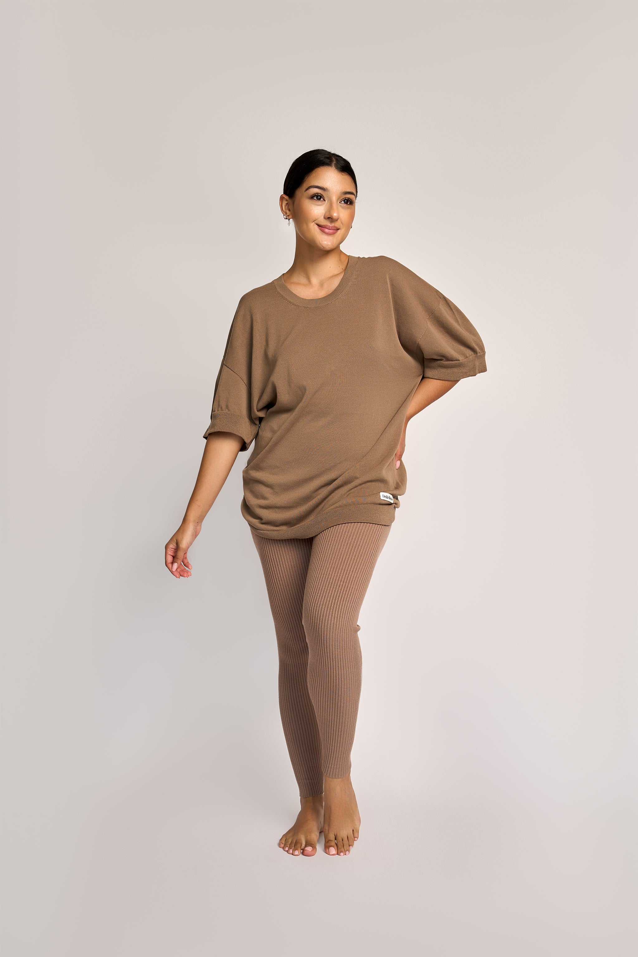 SENSI' Leggings Women's 3/4 Seamless Microfiber Made in Italy Brown at   Women's Clothing store